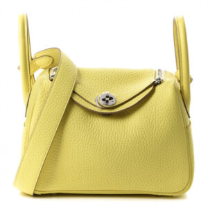Hermès, Pre-Loved Lime Clemence Lindy Mini, Lime