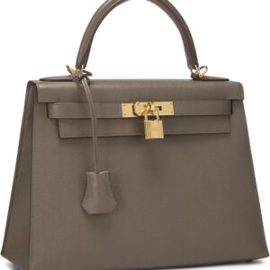 Hermès, Pre-Loved Gris Asphalt Epsom Kelly Sellier 28, Etain