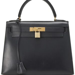 Hermès, Pre-Loved Blue Indigo Box Kelly Sellier 28, Blue Indigo