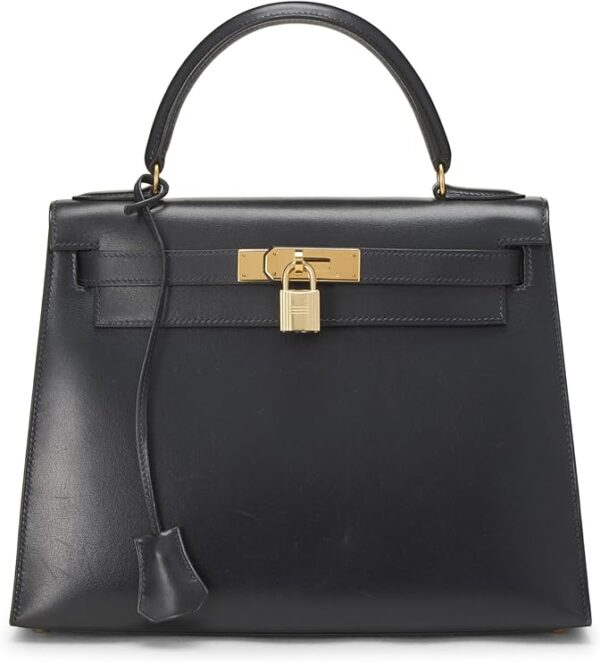 Hermès, Pre-Loved Blue Indigo Box Kelly Sellier 28, Blue Indigo
