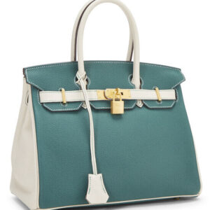Hermès, Pre-Loved Malachite & Nata Clemence Horseshoe Birkin 30, Malachite