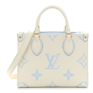 Louis Vuitton Pre-Loved Latte Candy Blue Monogram Giant Empreinte Onthego PM, White