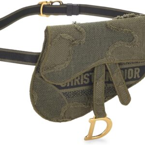 Dior Pre-Loved Green Canvas Saddle Belt Bag, Green