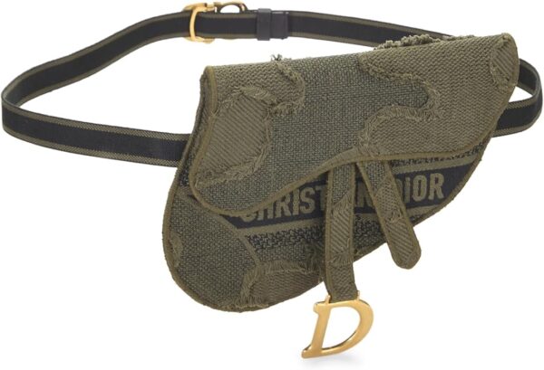 Dior Pre-Loved Green Canvas Saddle Belt Bag, Green